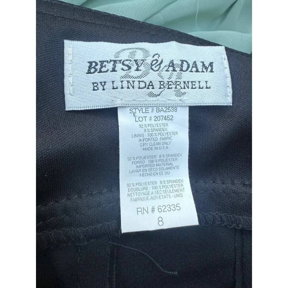 Betsy & Adam Y2K Cocktail Party‎ Dress Size 8 Satin Rhinestone Ruffle Tiered - Picture 6 of 6